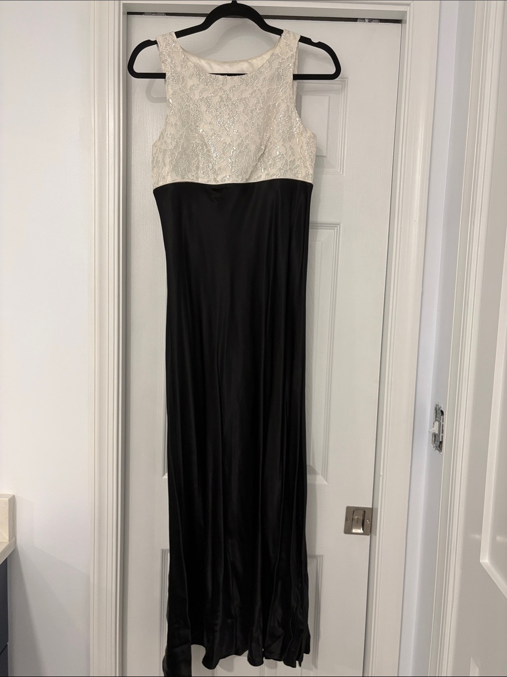All That Jazz Black and White Lace Bodice Maxi Dress